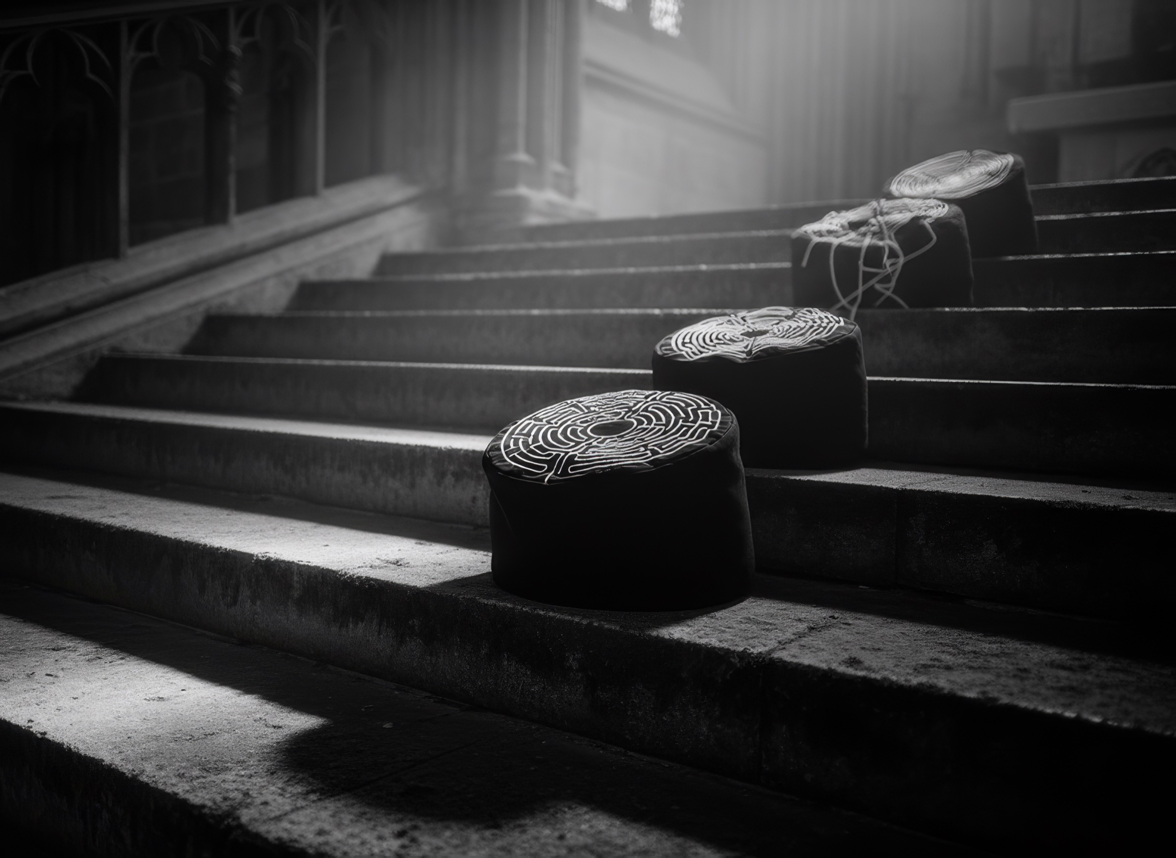 Poduszka do medytacji na schodach kaplicy
